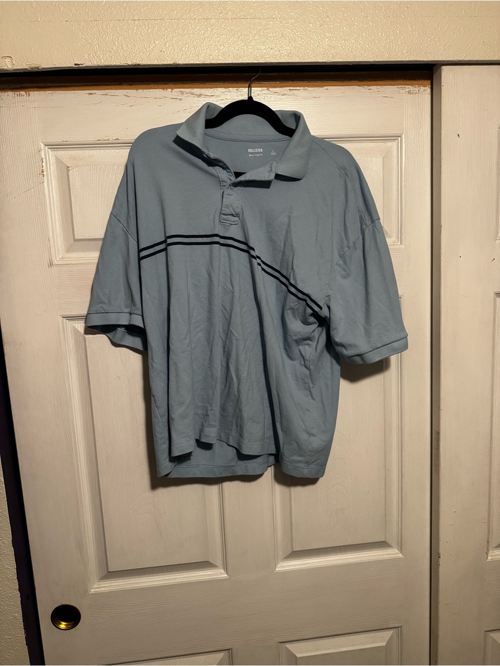 Classic Light Blue Polo Shirt with Chest Stripe - Unbranded